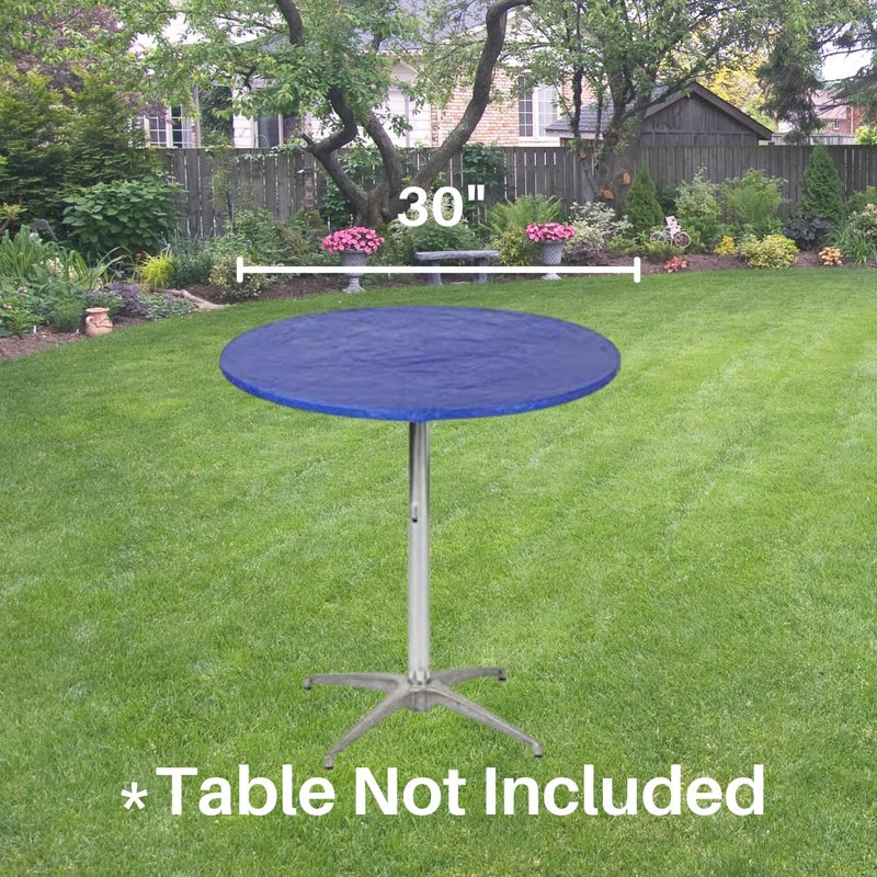Kwik-Covers 30" Round Fitted Plastic Table Covers, Bundle of 5 (Royal Blue) - Image 4